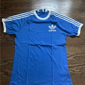 Blue Adidas Originals Tee with Stripes Shoulders